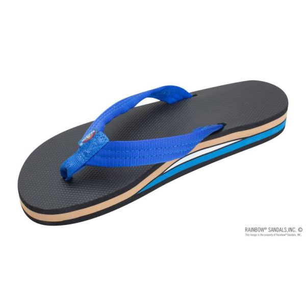 Rainbow | Women's Classic Rubber - Double Layer Soft Top 3/4" EVA Rubber Filled Nylon Strap-Blue / Black