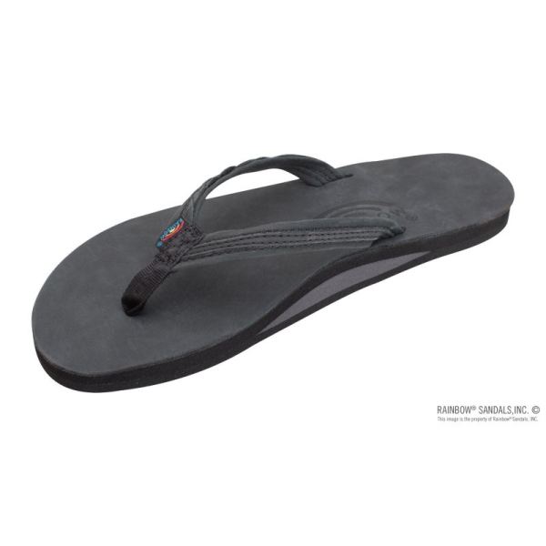 Rainbow | Women's The Madison Single Layer Arch Support with a Braid on a 1/2" Narrow Rolled Strap-Premier Black