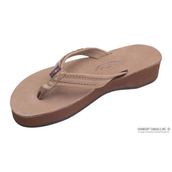 Rainbow | Women's Madison Four Layer Wedge with a 3/4" Medium Braided Strap-Dark Brown