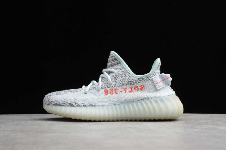 Men's Adidas Yeezy Boost 350V2 Blue Tint Grey Three Hi-Res Red B37571