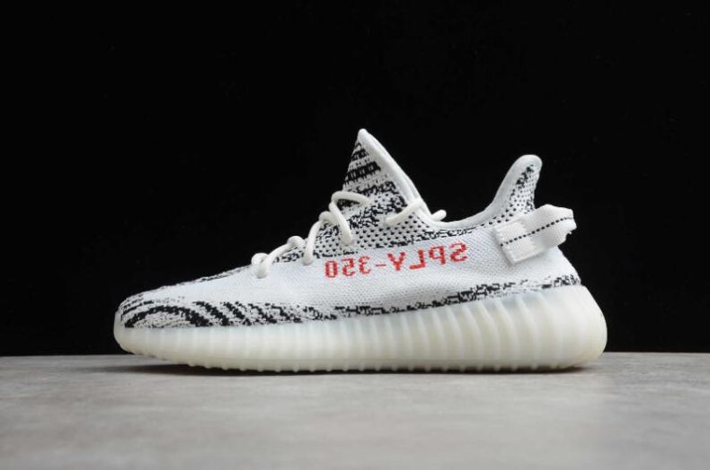 Men's Adidas Yeezy Boost 350V2 Zebra White Core Black Red CP9654